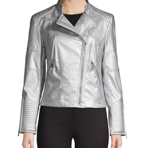 Calvin Klein Metallic Moto/Biker Women Jacket